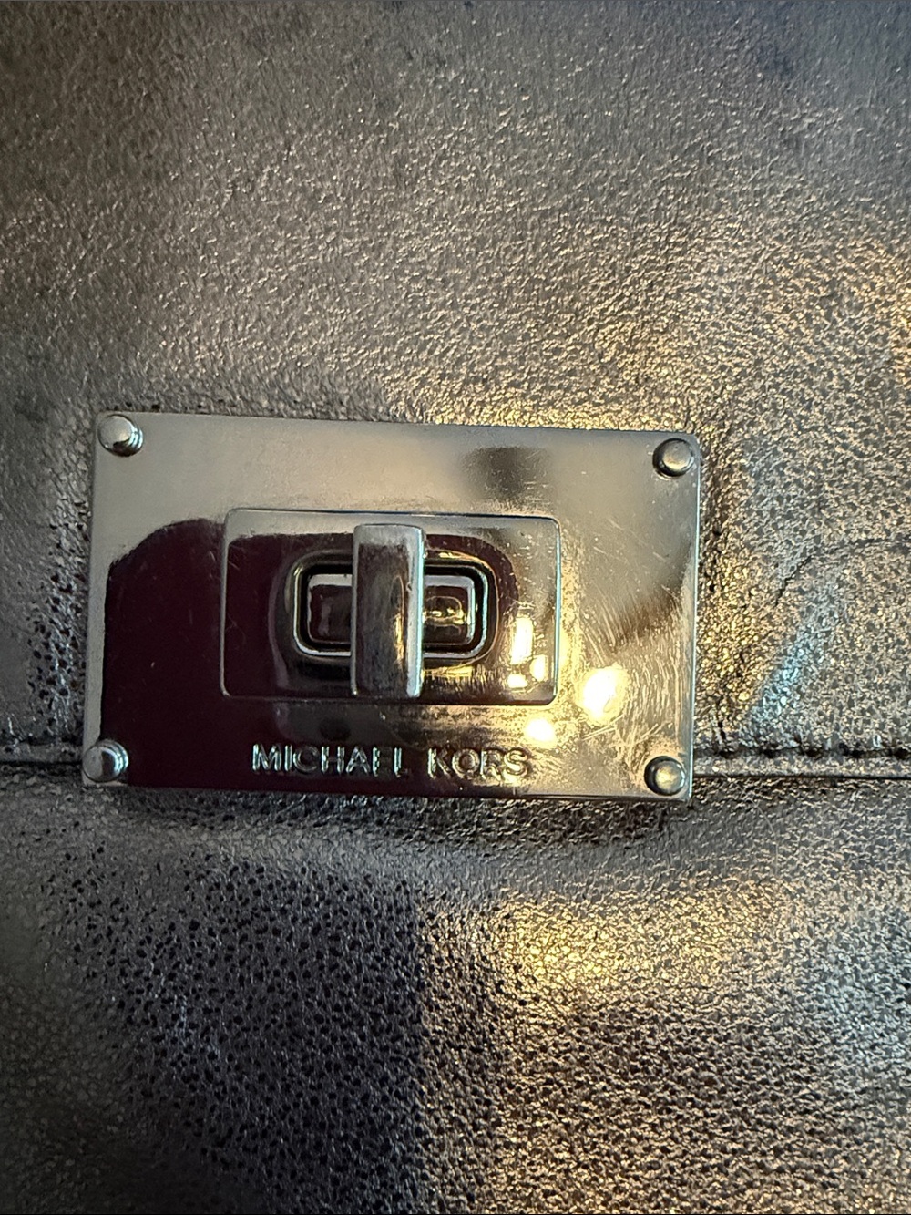 Michael Kors Metallic Pewter Leather Clutch with Turn-Lock - Picture 3 of 6
